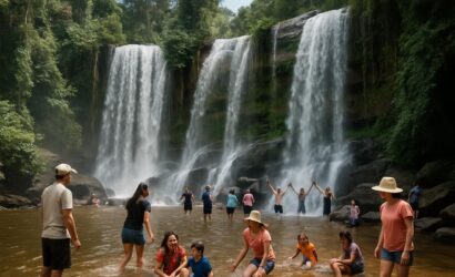 phnom kulen turist visit water fall and play