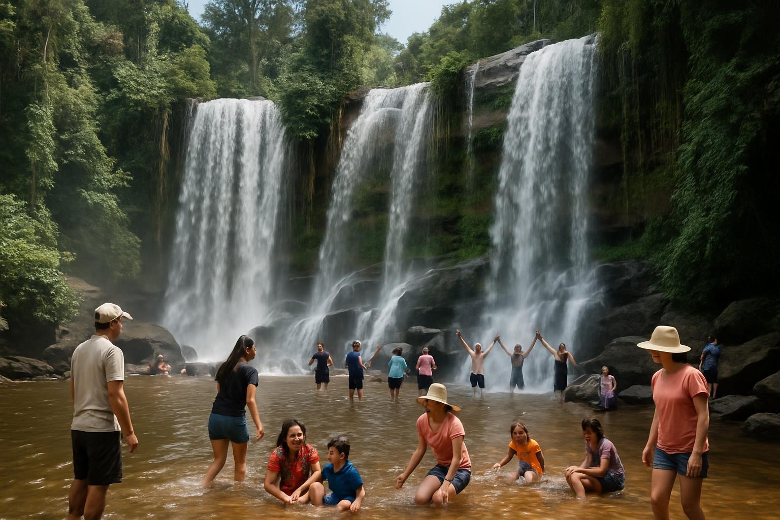 phnom kulen turist visit water fall and play